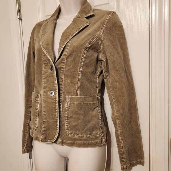 🦅 American Eagle Outfitters Brown Corduroy Button Blazer Jacket Size Small - Picture 2 of 10
